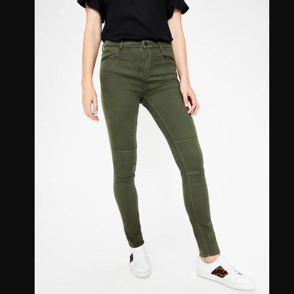 Boden Brighton Biker Skinny Pants Womens 6P Green Petite Moto Stretch G13